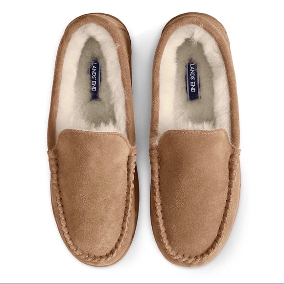 Lands' End Shoes - Lands’ End | Suede Shearling Moccasin Slippers